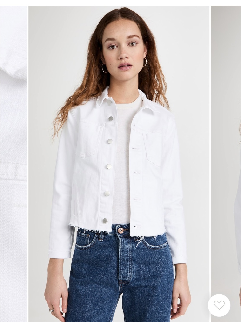 L'Agence Women’s Janelle Raw Hem Slim Jean Jacket White Denim Sz XS $335 EUC
